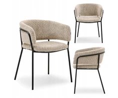 Mebel Partner PATOGI SORIN BOUCLE BEIGE KŪDINĖ KĖDĖ ANT JUODO VALGAMOJO PAGRINDO