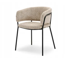 Mebel Partner PATOGI SORIN BOUCLE BEIGE KŪDINĖ KĖDĖ ANT JUODO VALGAMOJO PAGRINDO