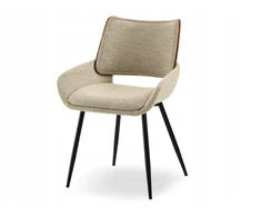 Mebel Partner STILINGA SVEČIAVIES KAMBARIO KĖDĖ SUlenkta MEDIENOS RIEŠUTŲ GRACE BOUCLE BEIGE Juodas