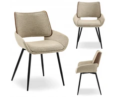 Mebel Partner STILINGA SVEČIAVIES KAMBARIO KĖDĖ SUlenkta MEDIENOS RIEŠUTŲ GRACE BOUCLE BEIGE Juodas