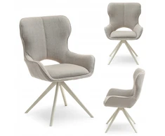 Mebel Partner SUKAMA KĖDĖ SU IŠkirpta NUGARĖLĖ MARGARET BEIGE AUDINIU ANT KOJOS BEIGE