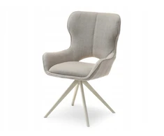 Mebel Partner SUKAMA KĖDĖ SU IŠkirpta NUGARĖLĖ MARGARET BEIGE AUDINIU ANT KOJOS BEIGE
