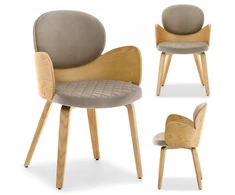 Mebel Partner VELIURINĖ KĖDĖ IŠ lenktos MEDIENOS SU PATOGIAIS RANKIAIS ARIA OAK EEŻ