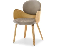 Mebel Partner VELIURINĖ KĖDĖ IŠ lenktos MEDIENOS SU PATOGIAIS RANKIAIS ARIA OAK EEŻ