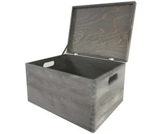 Medinė dėžė su dangčiu S-03 400x300x230mm pilka