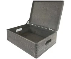 Medinė dėžė su dangčiu S-08 400x300x135mm pilka