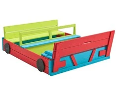 Medinė smėlio dėžė su dangčiu-suolais Car Swing King 120x100x20cm spalvota