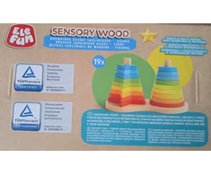 Medinės sensorinės kaladėlės EleFun Sensory Wood Figures Bokštai 19 vnt.