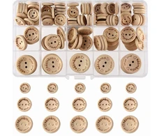MEDINIAI SAGAUTĖS 15 MM 20 MM 25 MM APVALYTI 140 VNT DEKORACIJŲ SIUVIMO