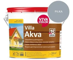 Medinių fasadų dažai VIVACOLOR VILLA AKVA, šviesiai pilkos RAL7040 sp., 2,7 l
