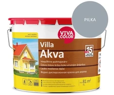 Medinių fasadų dažai VIVACOLOR VILLA AKVA, šviesiai pilkos RAL7040 sp., 2,7 l