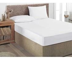 Čiužinys Medvilninė paklodė CREYA SOLID Baltas, 150 x 210 cm, baltos sp., 100 % medvilnės
