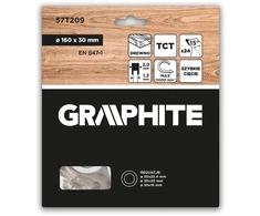 Tarcza Medžio pjovimo diskas GRAPHITE, 190 x 2,0 x 30 mm, 24 dantų, TCT