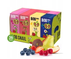 MEGA vaisių suktinukų rinkinys BOB SNAIL sveikas užkandis MIX 4 skonių 36x30g