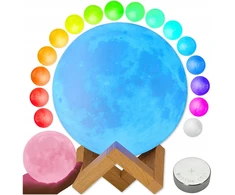 Memflow LAMPA KSIĘŻYC ŚWIECĄCY Naktinė lempa 3D MOON RGB LED PODSTAWKA PREZENT
