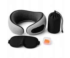 Memory Foam Snail Travel Pillow + Mask + Plugs | Lėktuvo pagalvė