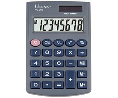 Men's Vector Vector KAV VC-200III pocket skaičiuotuvas, 8 digits, 62.5 x 98.5 mm, pilkas