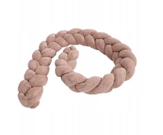 Meowbaby Warkocz Ochronny do Łóżeczka Miękki Ochraniacz dla Dziecka powder-pink 3m