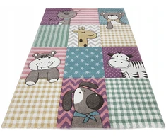 Merinos Dywan DIAMOND 3D PASTEL KIDS 80x150 w zwierzątka
