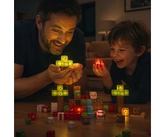 Merkan Klocki Magnetyczne Konstrukcyjne Rinkinys 75 Elementów Świecące LED Piksele