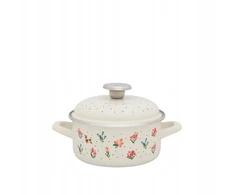 Metalac Emaliuotas puodas 16 cm, 1.5 l, šviesiai kreminis, Flowers kolekcija