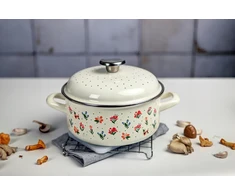 Metalac Emaliuotas puodas 16 cm, 1.5 l, šviesiai kreminis, Flowers kolekcija