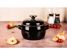 Metalac Emaliuotas puodas 16 cm 2.2 L, juodas, su dangčiu, indukcijai