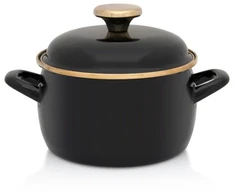 Metalac Emaliuotas puodas 16 cm 2.2 L, juodas, su dangčiu, indukcijai