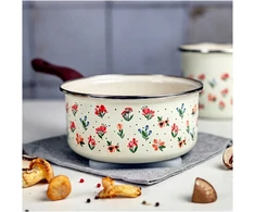 Metalac Emaliuotas puodas 18 cm, 2 l, "flowers" kolekcija, šviesiai kreminis