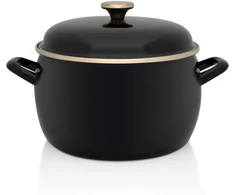 Metalac Emaliuotas puodas 24 cm 7.5l, juodas, su dangčiu, indukcijai