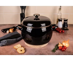 Metalac Emaliuotas puodas 24 cm 7.5l, juodas, su dangčiu, indukcijai