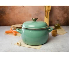 Metalac Emaliuotas puodas INDUCTION 18 cm 3,1L, klasikinis mėtų derliaus, Mėtų