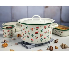 Metalac Emaliuotas puodas su dangčiu 22 cm, 5 l, "flowers"