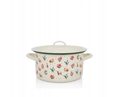 Metalac Emaliuotas puodas su dangčiu 22 cm, 5 l, "flowers"