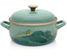 Metalac Emaliuotas puodas su dangčiu 24 cm 5 l, "marble" kolekcija, mėtų spalvos