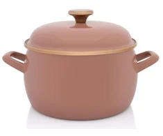 Metalac Emaliuotas puodas su emaliuotu dangteliu 22 cm, 5,4 l, smėlio spalvos, Mocha