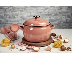 Metalac Emaliuotas puodas su emaliuotu dangteliu 18 cm, 3,1 l, smėlio spalvos, Mocha