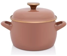 Metalac Emaliuotas puodas su emaliuotu dangteliu 18 cm, 3,1 l, smėlio spalvos, Mocha