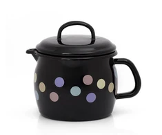 Metalac Emaliuotas puodukas su snapeliu 12 cm 1,3 l, juodas, Pasteliniai taškai