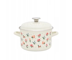 Metalac Emaliuotas vazonas su emaliuotu dangteliu 20 cm, 4 l, šviesus kremas, Gėlės