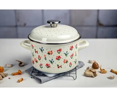Metalac Emaliuotas vazonas su emaliuotu dangteliu 20 cm, 4 l, šviesus kremas, Gėlės