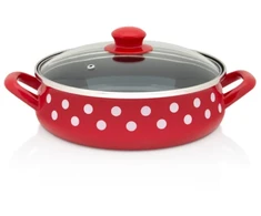 Metalac Troškintuvas su stikliniu dangčiu, 24 cm 4 l, raudonas, Taškeliai ant raudono