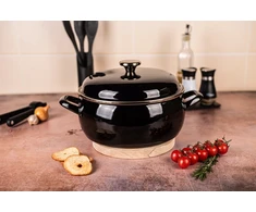 Metalac Žemai emaliuotas puodas, INDUKCINIS, 24 cm, 5L, klasikinis, vintažinis juodas, Juodas