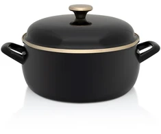 Metalac Žemai emaliuotas puodas, INDUKCINIS, 24 cm, 5L, klasikinis, vintažinis juodas, Juodas