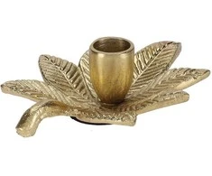 Metalinė žvakidė PALM LEAF, auksinės sp., 5,1 x 12 x 15 cm