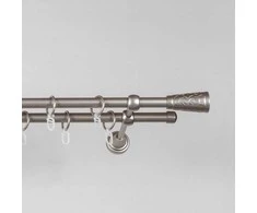 Metalinis karnizas SEVILLA-PICOLO, sidabro sp., dvigubas, 2,4 m, Ø 16 mm