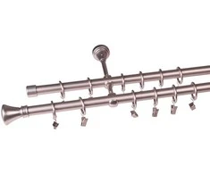 Metalinis karnizo komplektas JAZZ, dvigubas, sidabro sp., 2,4 m, Ø 19/19 mm