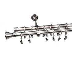 Metalinis karnizo komplektas JAZZ, dvigubas, nikelio sp., 2 m, Ø 19/19 mm