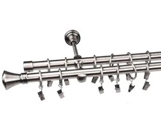Metalinis karnizo komplektas JAZZ, dvigubas, nikelio sp., 1,6 m, Ø 19/19 mm