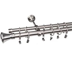 Metalinis karnizo komplektas JAZZ, dvigubas, nikelio sp., 2,4 m, Ø 25/19 mm